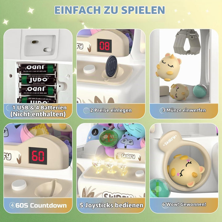 Skirfy Greifautomat für Kinder, Bärenspielzeug für Mädchen ab 6 Jahren, Mini-Verkaufsautomat für Kin