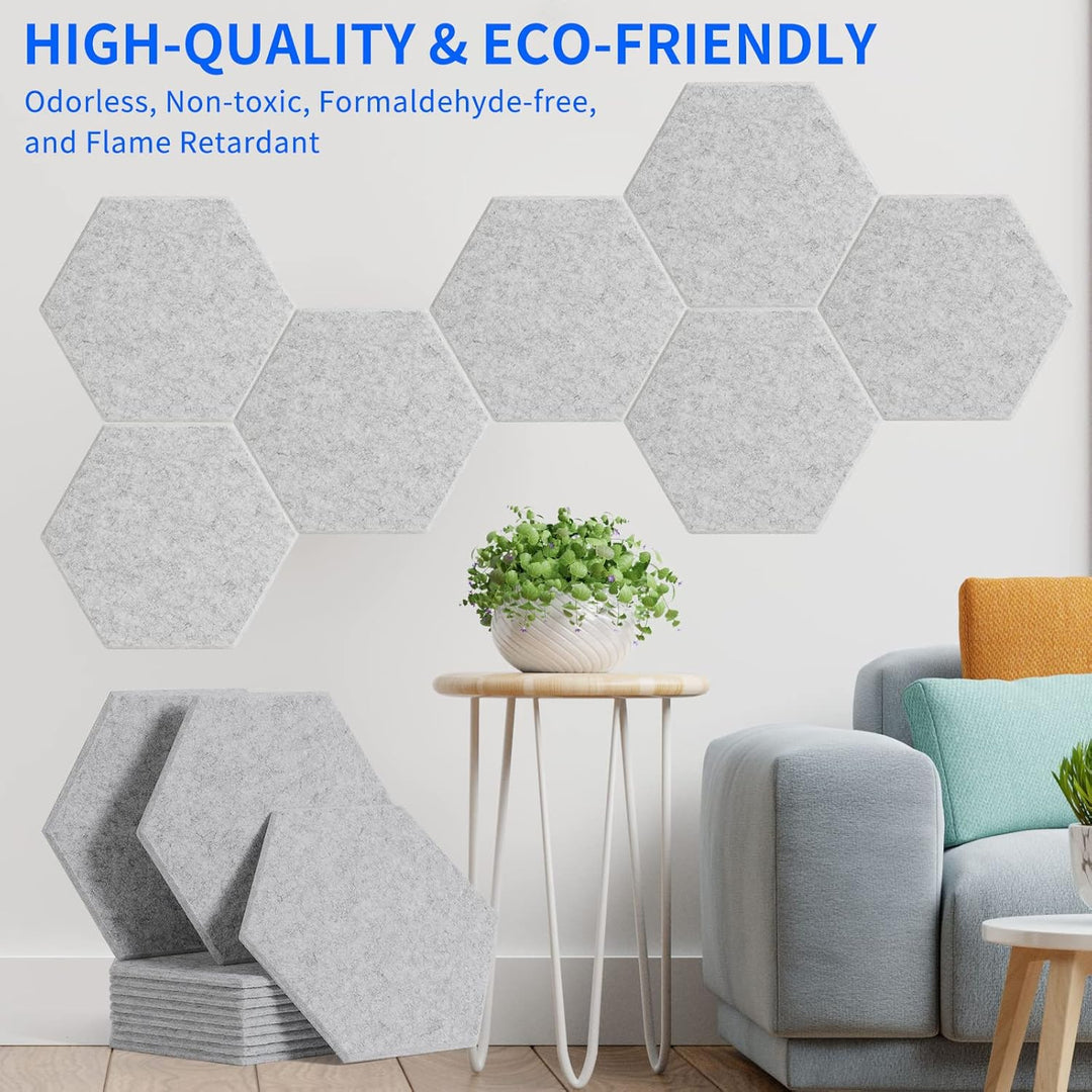 Rdutuok 12 Stück Akustik Panel,30x26x1cm Hexagon Akustik Absorber Schallschutzplatten Akustikpaneele