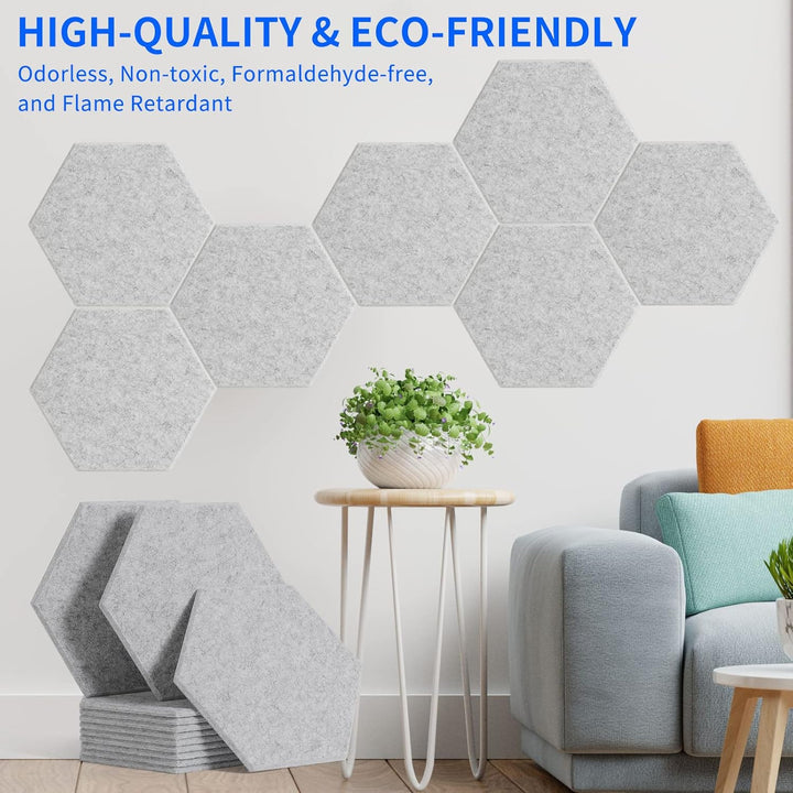 Rdutuok 12 Stück Akustik Panel,30x26x1cm Hexagon Akustik Absorber Schallschutzplatten Akustikpaneele