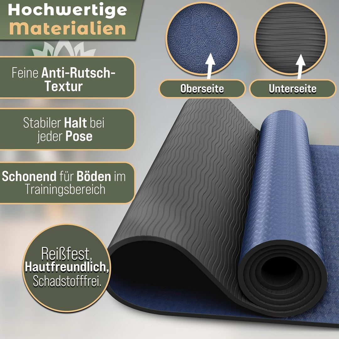 Yogamatte Phthalatfrei | Gymnastikmatte rutschfest | Fitnessmatte schadstofffrei | Trainingsmatte mi