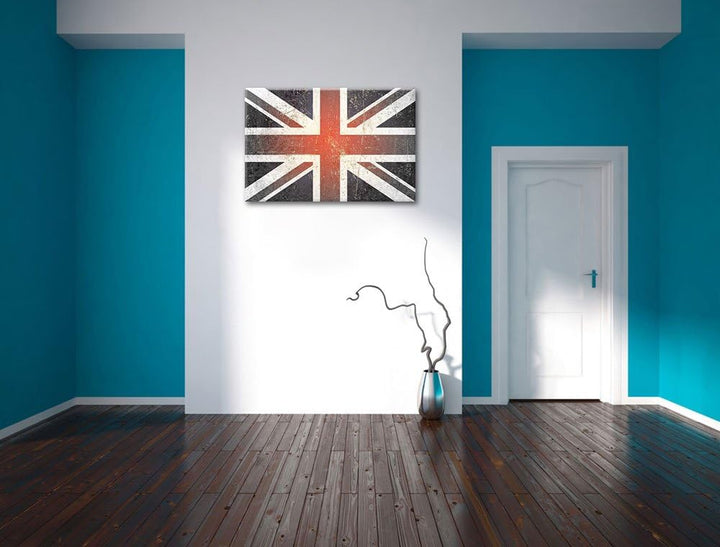 Pixxprint British Union Jack B&W, Grösse: 120x80cm, Leinwandbild, fertig gespannt, Wandbild, Dekorat