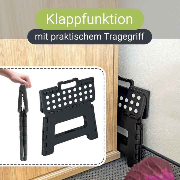 ZOLLNER Tritthocker faltbar - Klapphocker für Kinder und Erwachsene bis 120kg - Anti-Rutsch-Beschich