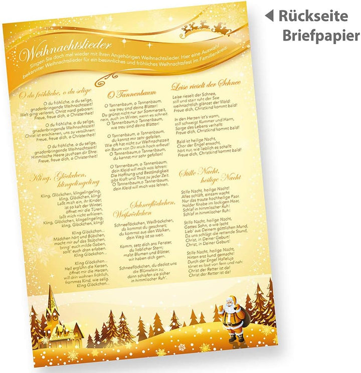 Briefpapier Set Weihnachtspost (250 Sets ohne Fenster) Weihnachtsbriefpapier mit Umschlag - beidseit