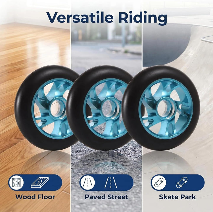 100mm Stunt Scooter Reifen 2 Stück, Scooter Reifen mit ABEC-9 Kugellager & Aluminiumkern, Ersatzräde