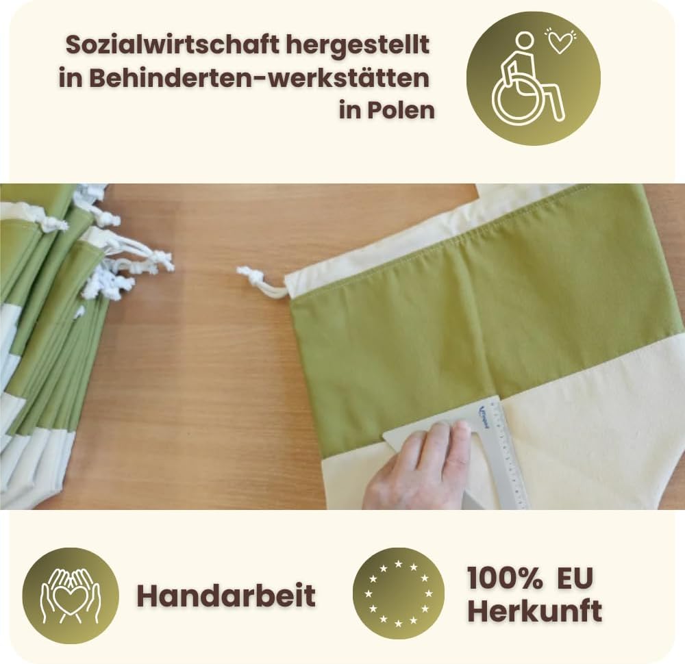 slowroom Brotbeutel zur Brotaufbewahrung und Frischhalten 3 in 1 - Brotkorb Stoff - Brottasche aus B