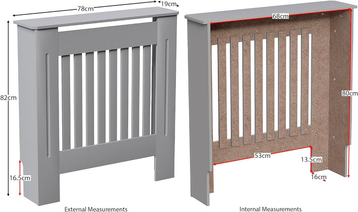 Vida Designs Chelsea-Heizkörperabdeckung, modernes Lamellengrill-Design, grau lackierter MDF-Schrank