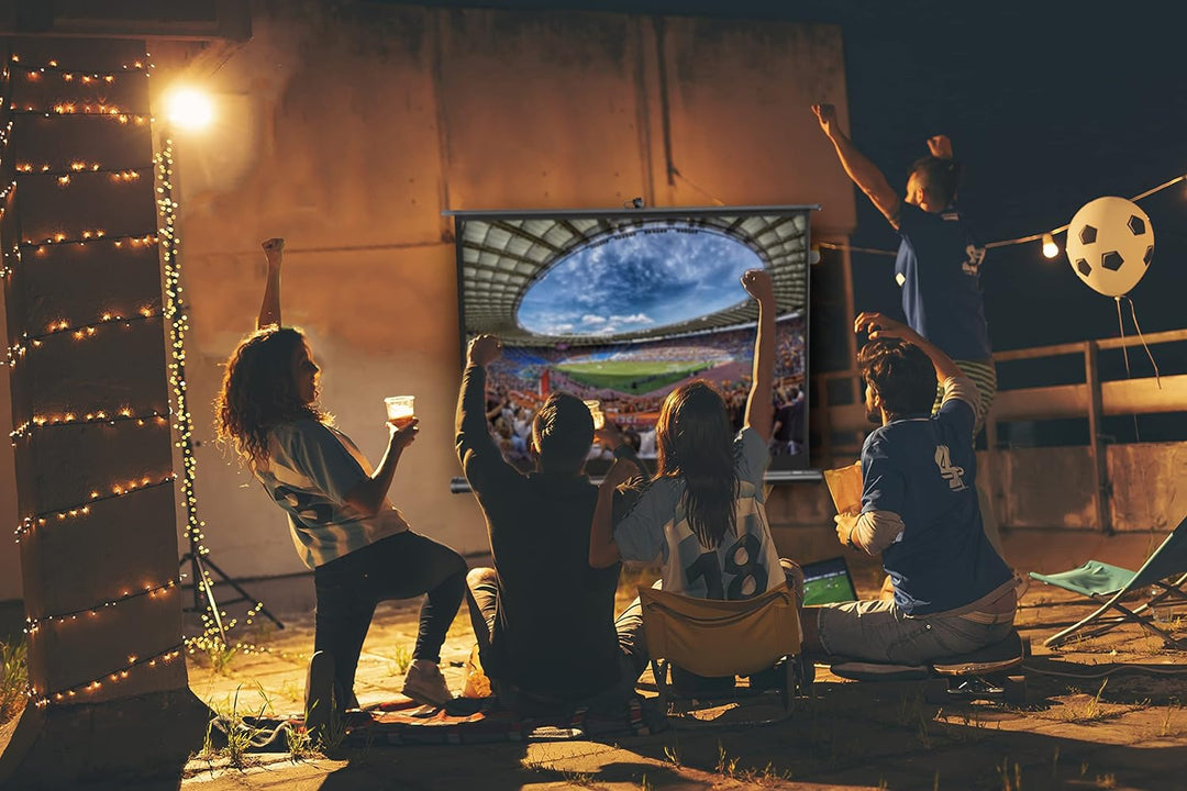 celexon tragbare Beamer-Leinwand mit vormontiertem Ständer Mobile Stativ-Leinwand mit Tragegriff Sch