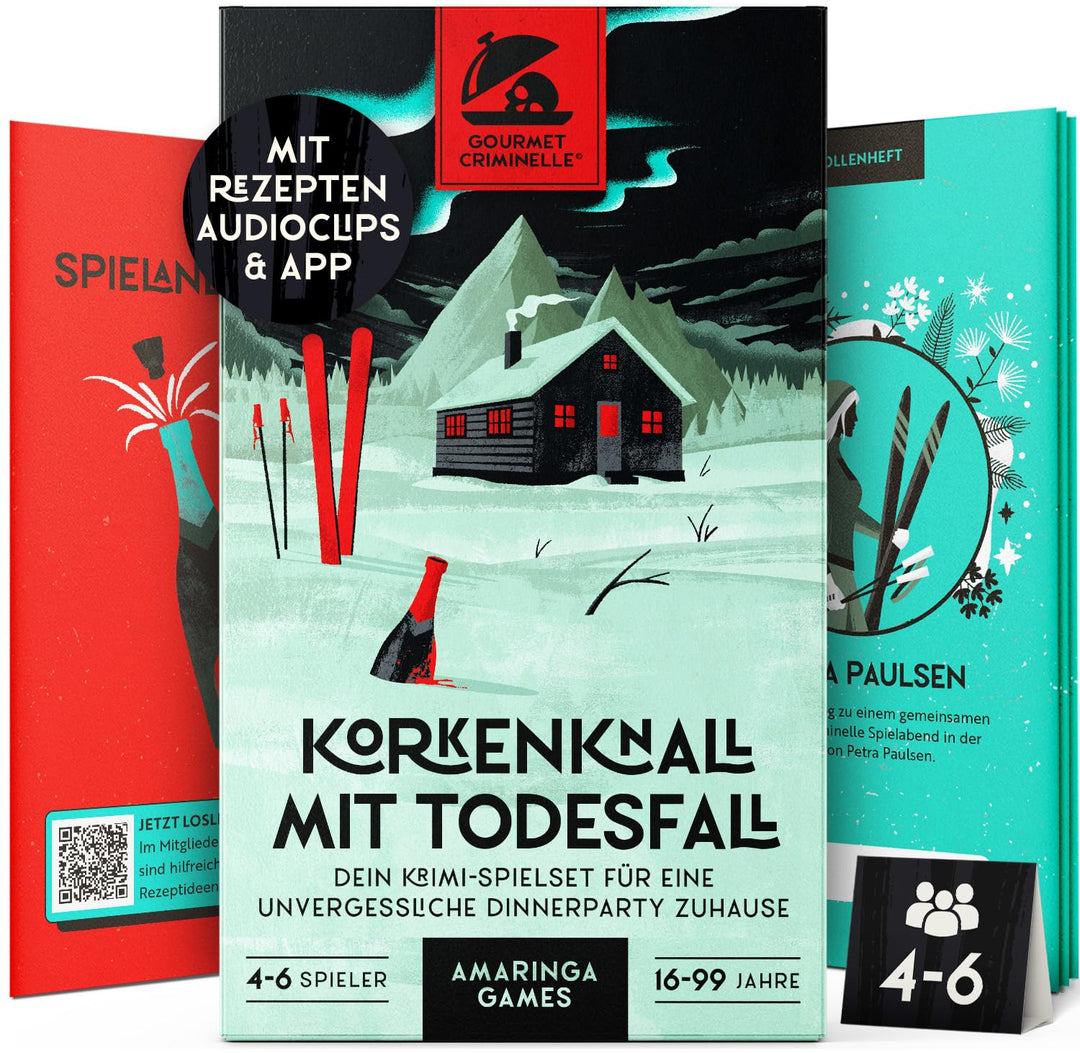 Gourmet Criminelle® Krimidinner für zuhause I 4-6 Personen | Mysteriöser Mordfall Korkenknall mit To