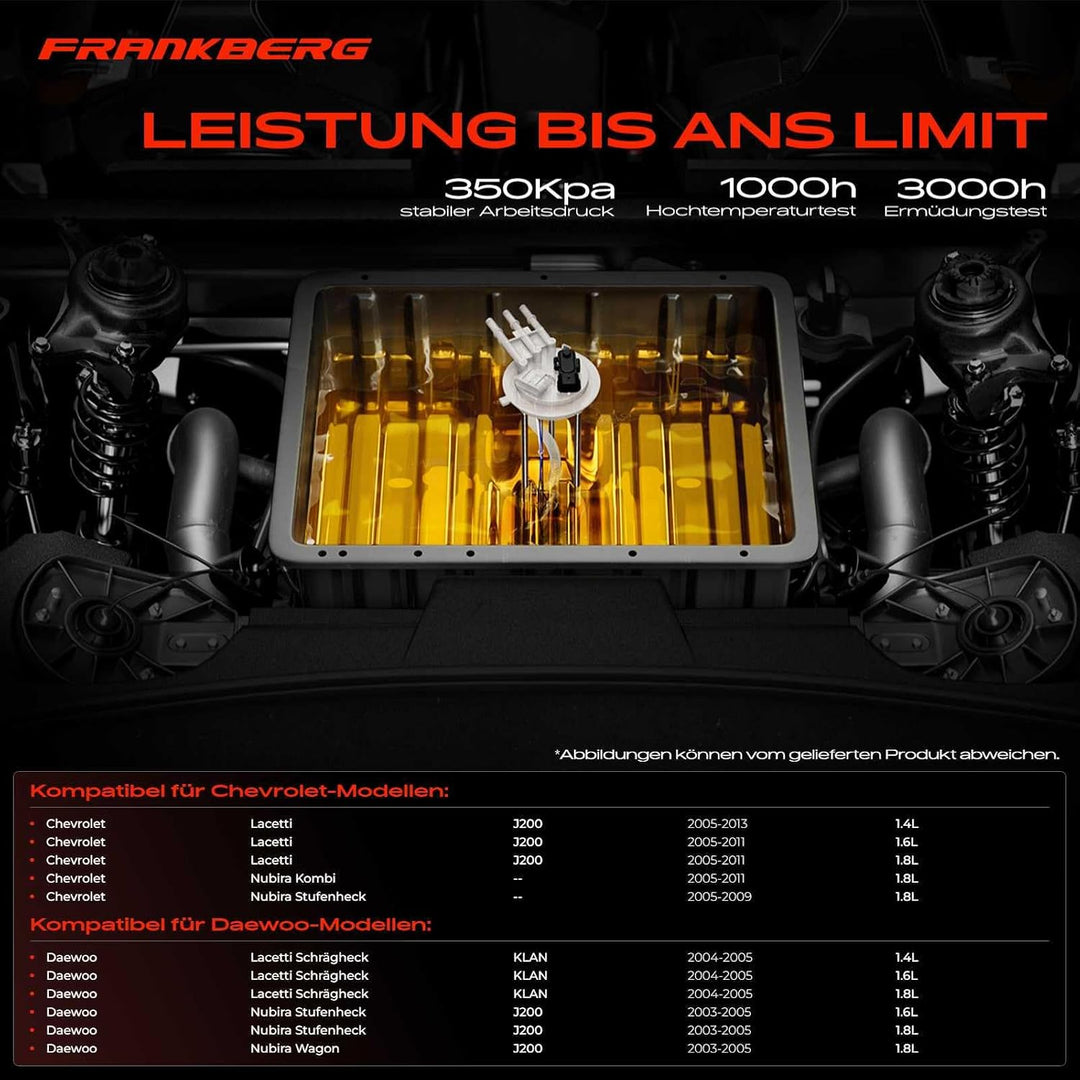 Frankberg Kraftstoffpumpe Fördereinheit Kompatibel mit Lacetti J200 2005-2011 Nubira 2005-2011 Lacet