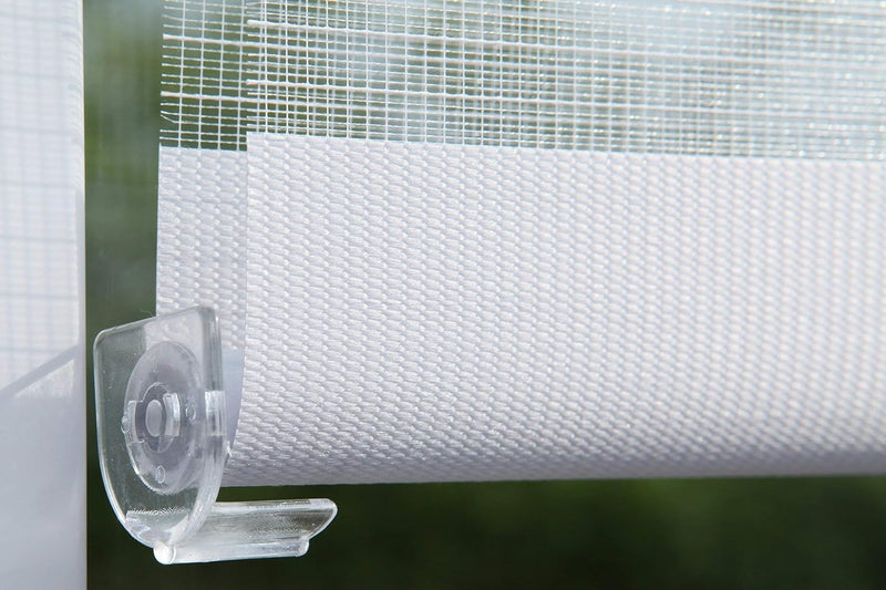 DecoProfi DR10115160 Duo-Doppelrollo mit Klemmträger/fix, Textil/System Breite 111 und 115 cm, weiss