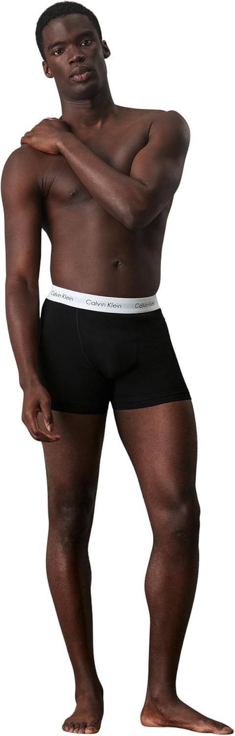 Calvin Klein Herren 3er Pack Boxershorts Trunks Baumwolle mit Stretch, Mehrfarbig (White/B&amp;W Stripe/