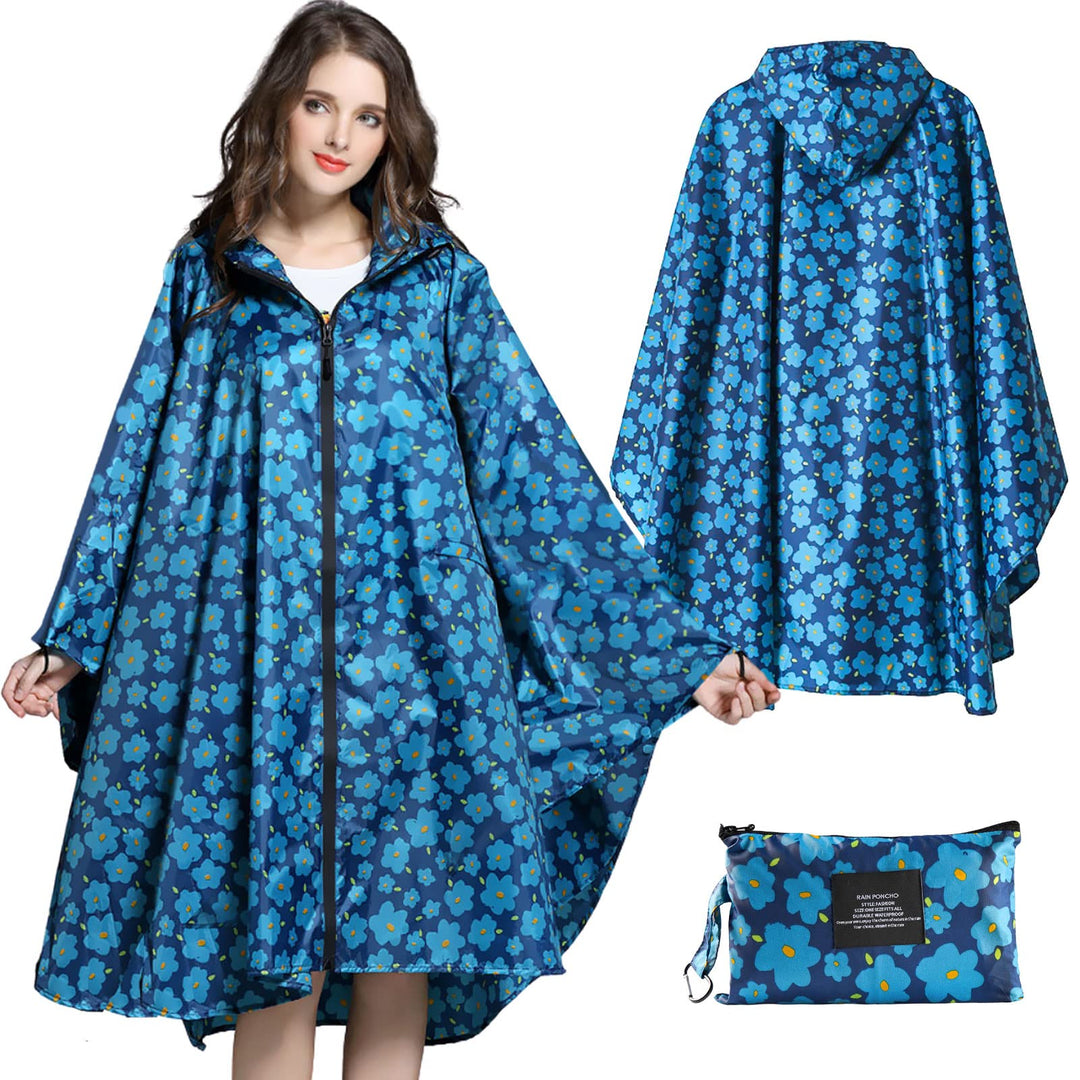 SOPPY Regenmantel für Frauen, Langer Regenponcho wasserdichte Regenbekleidung Regenjacke Winddichte