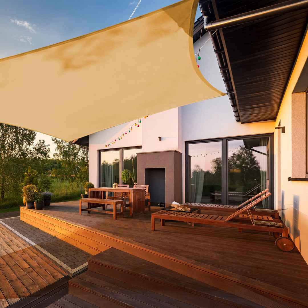 HAIKUS Sonnensegel Wasserdicht Rechteckig 4x4m Sonnenschutz Wasserabweisend Premium PES Polyester mi
