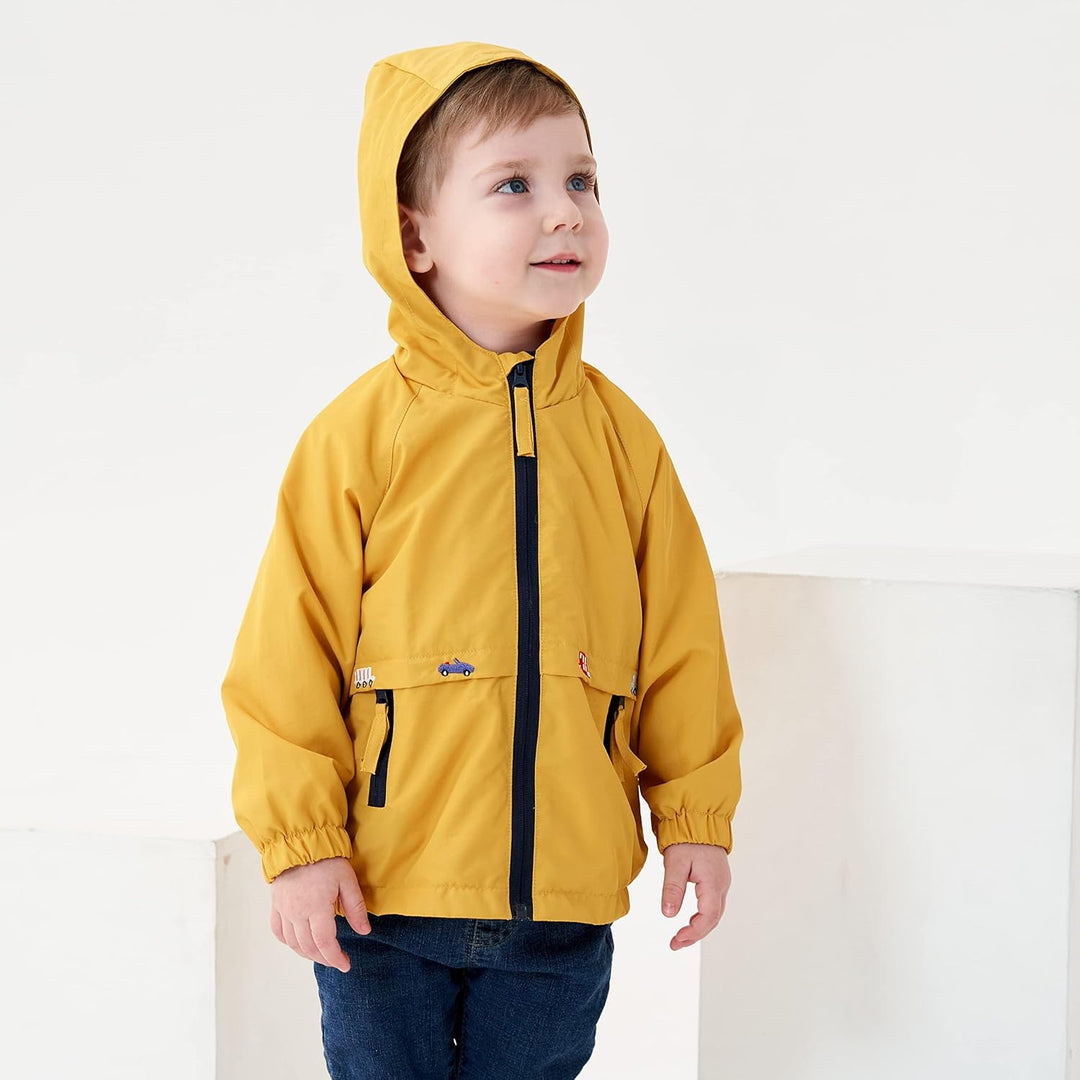 Volunboy Baby Kapuzen Jackets, Jungen Langarm Winddicht Mantel Cartoon Aufdruck Jacken, Gelb