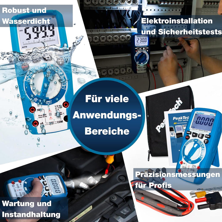 PeakTech 3444 – True RMS Digital Multimeter, Wasserdicht (IP67), 6000 Counts, Extrem Robustes Gehäus