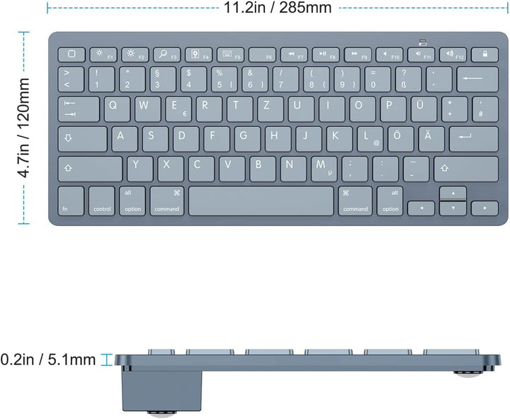 OMOTON deutsche Bluetooth Tastatur für iPad 10.9/10.2/9.7, Air 6/5/4/3, Pro 13/12.9/11/10.5 und iPho