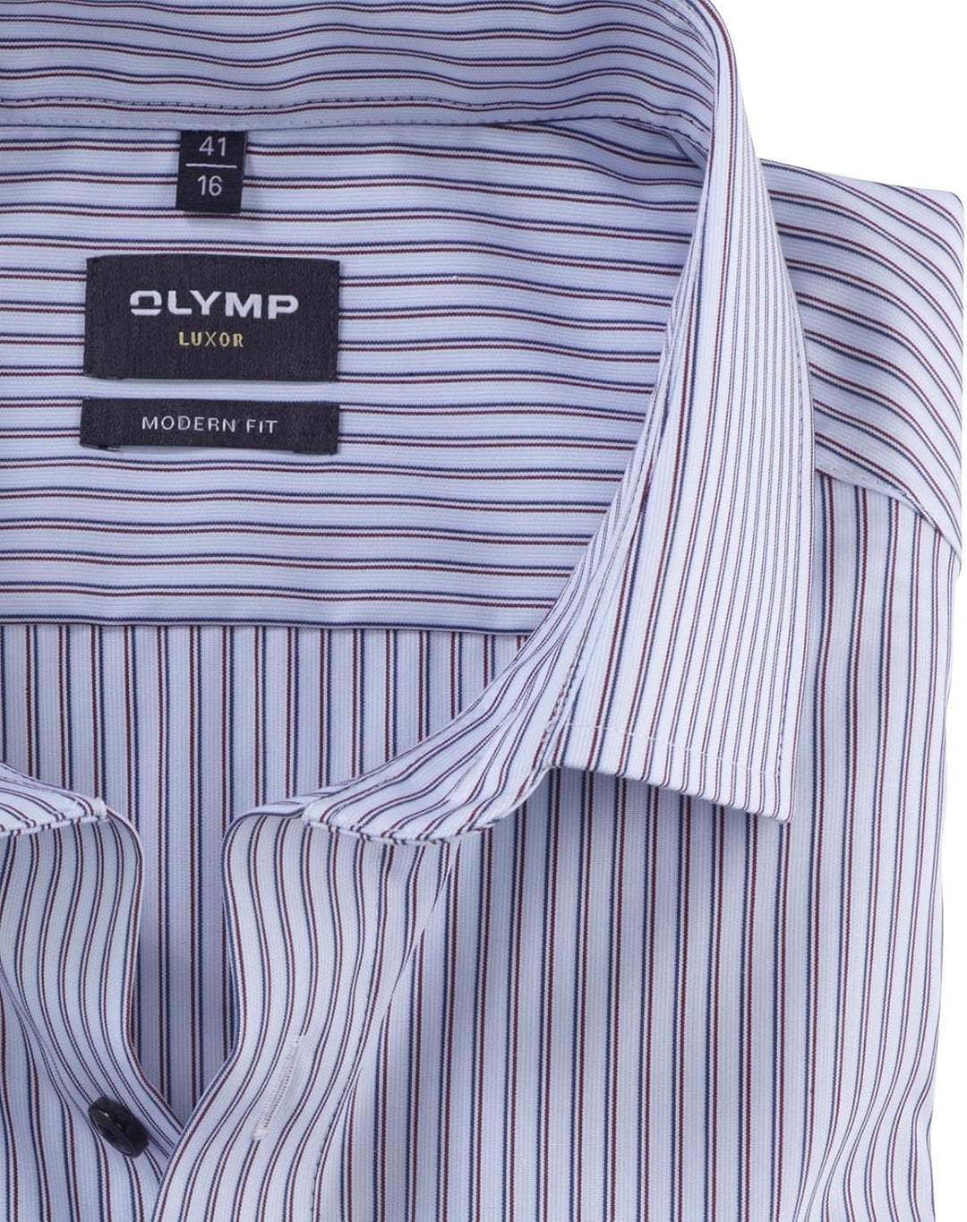OLYMP Herren Businesshemd Langarm Luxor,Gestreift,modern fit,Global Kent 37 Dunkelrot 39, 37 Dunkelr