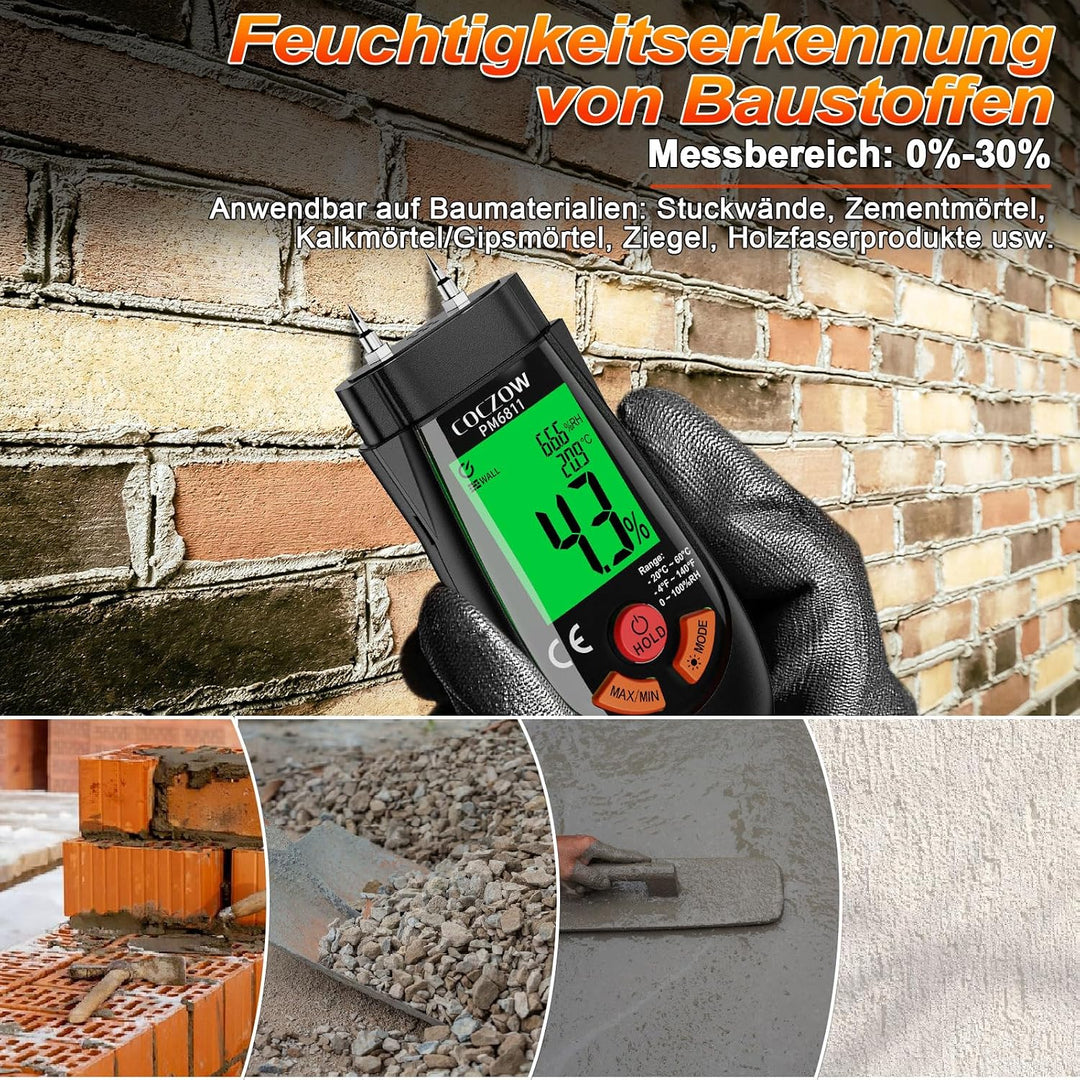 Feuchtigkeitsmesser, neu aufgerüstet mit neuen Temperatur-/Feuchtigkeits- und Summerfunktionen, kann