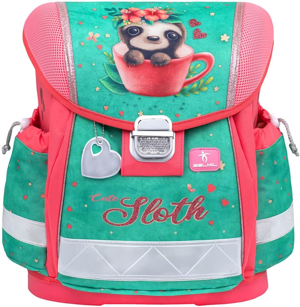 Belmil Classy Schulranzen Set 4 - teilig (403-13/AG/S) M Cute Sloth, M Cute Sloth