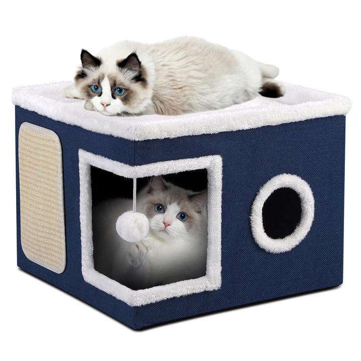 Shikha Faltbares Katzenhöhle, Katzenhaus für Indoor Katzen, 43L x 43B x 32H cm Grosse Katzenhöhle mi