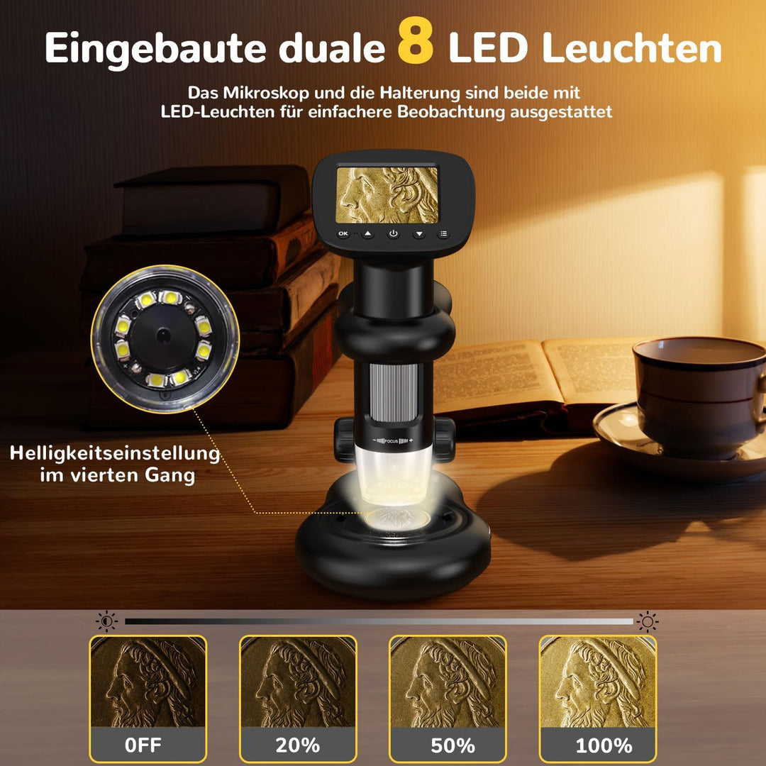Microscope IMICHI Mikroskop für Kinder mit LCD Bildschirm 1000X grosse Vergrösserung klares Bild, ei