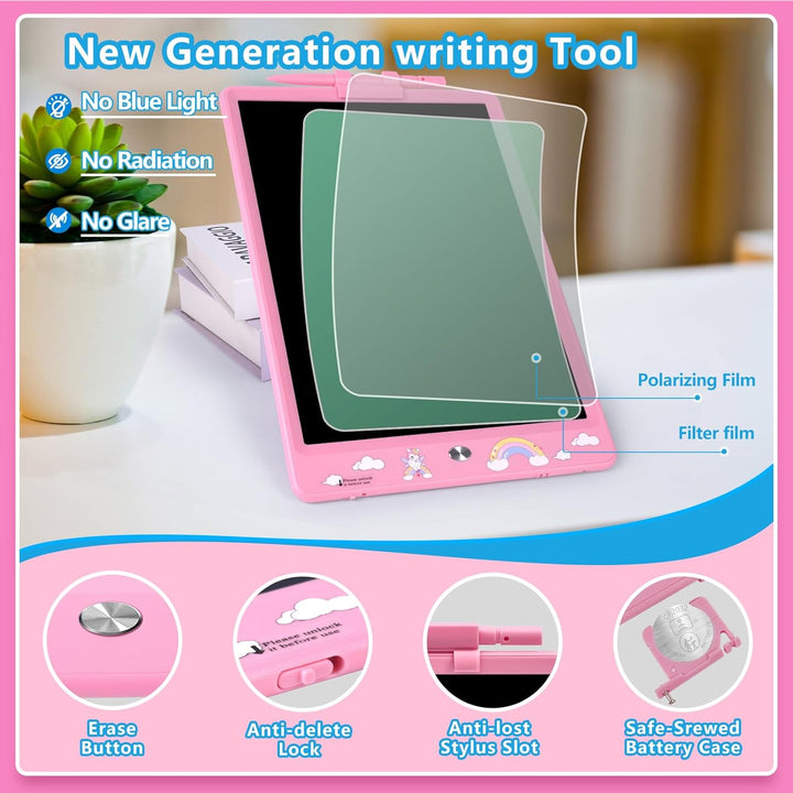 DYNASONIC DYNA-PM Einhorn Schreibtafel Kinder 10 Zoll, LCD Zeichentablett Kinder Magnetisches Whiteb