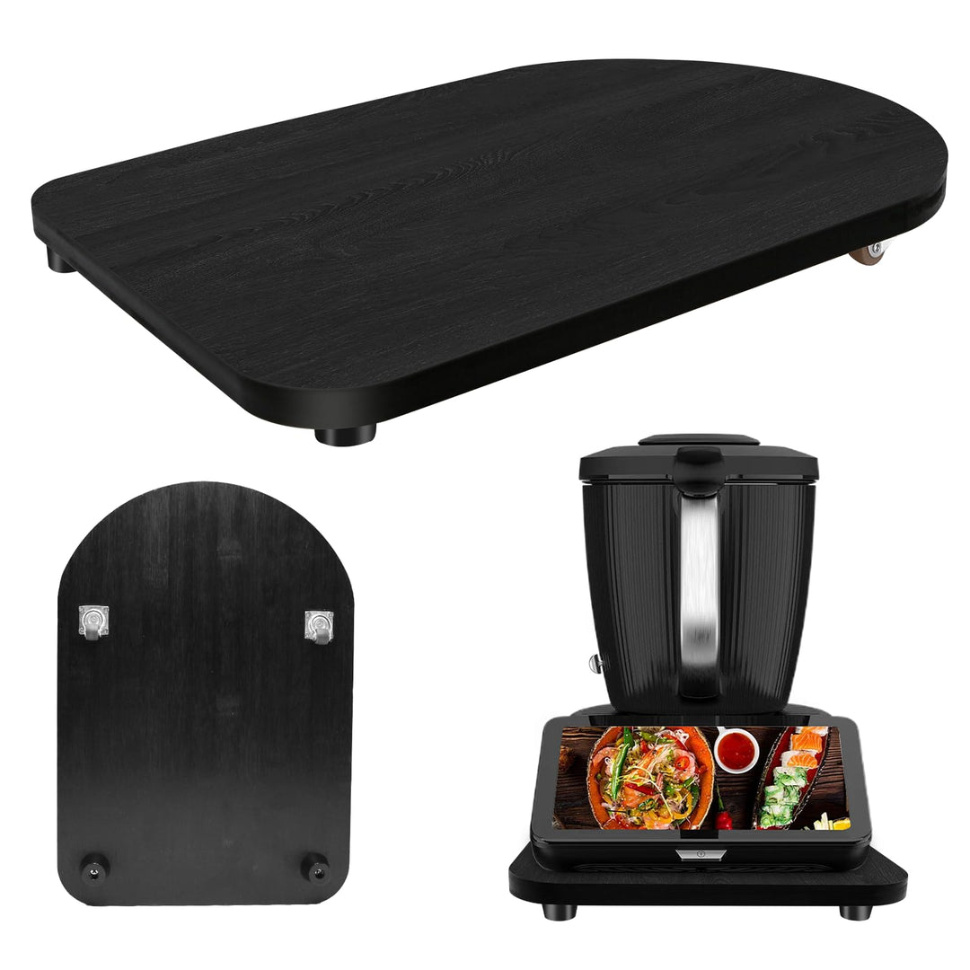 Holz Gleitbrett für Thermomix TM7 TM6 TM5, Schiebebrett mit 360° Rollen & Stopper, Müheloses Verschi