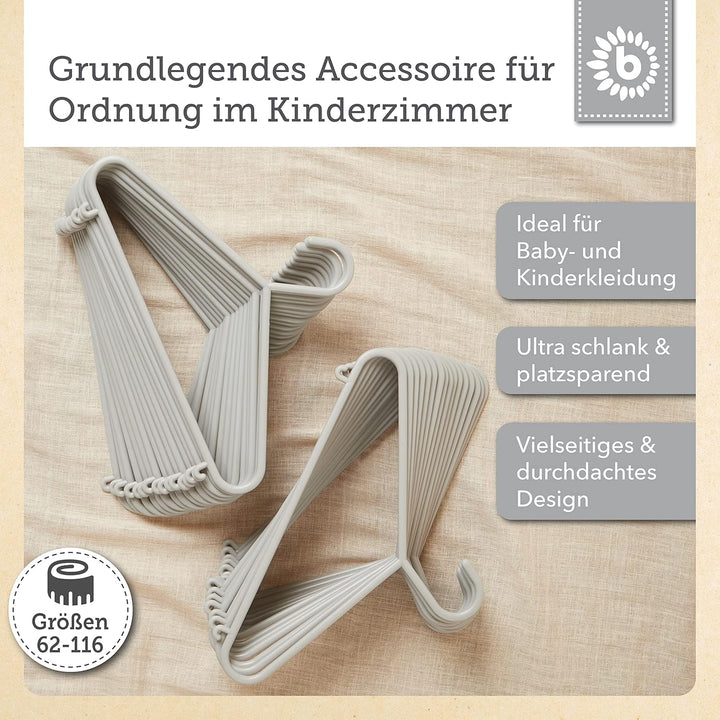 Bieco Kleiderbügel Kinder 32 St. Grau | Länge ca 30 cm | Baby Kleiderbügel | Kinder Kleiderbügel | B