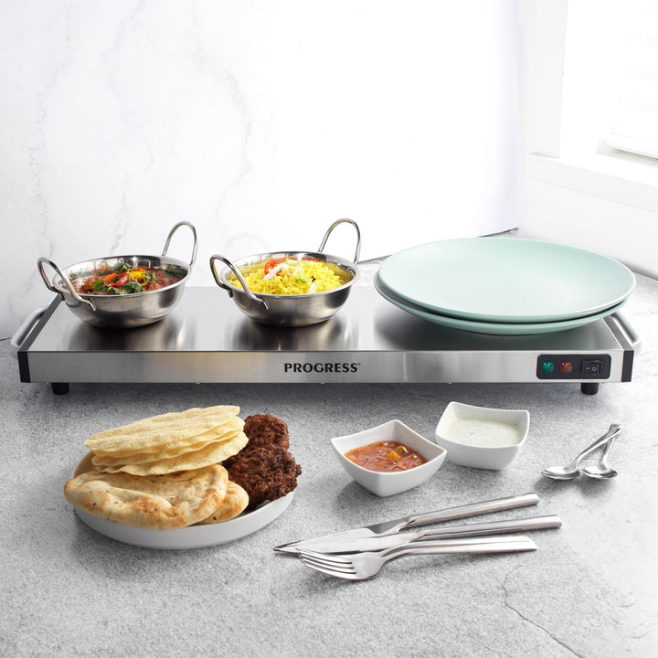 Progress Kabellose Herdplatte, Grosse Speisewärmplatte, Tellerwärmer, Tragbares Buffet-Serviertablet