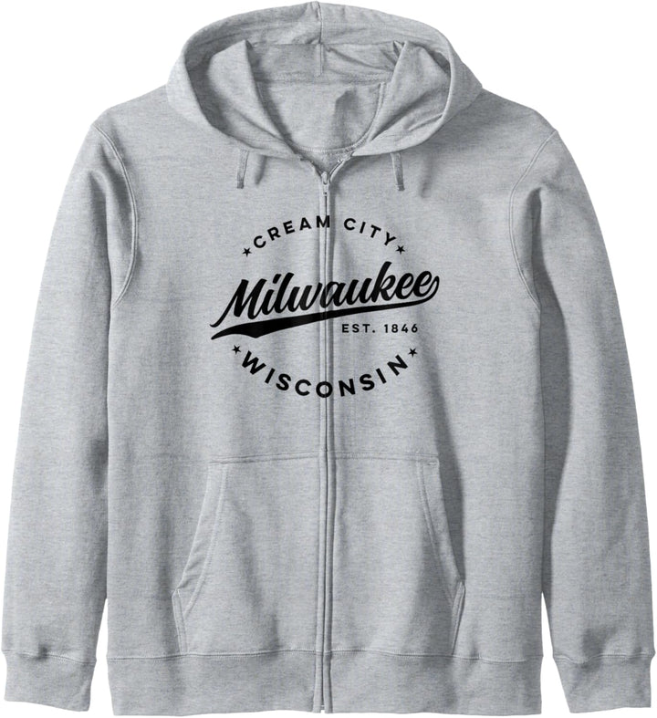 Vintage Milwaukee Wisconsin Cream City Black Text Kapuzenjacke