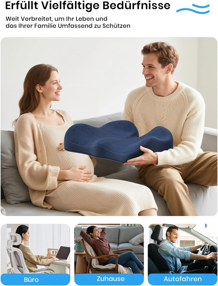 Benazcap Memory Foam Sitzkissen für Steissbein Schmerzlinderung, Bürostuhlkissen, Ergonomisches Stei