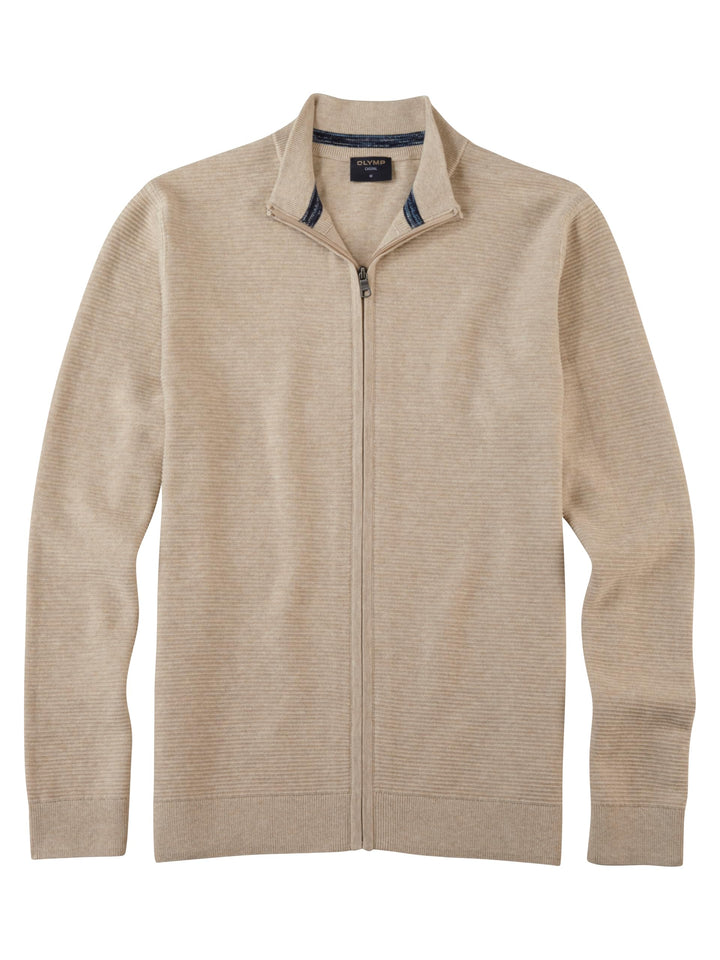 OLYMP Herren Strickjacke Casual.Strick,Struktur,Regular fit M Hellbeige 20, M Hellbeige 20