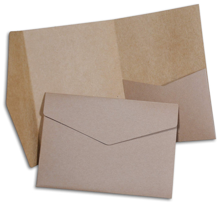 Hochzeit DIY Pocketfold Einladungskarten blanko mit Umschlägen - 20 Stück, Grösse B6 - Kraftpapier K