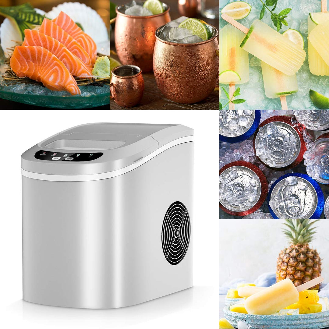 GOPLUS Eiswürfelmaschine, 12kg in 24 Std. Eiswürfelbereiter mit 2 Eiswürfel-Grössen & 2,2 Liter Wass