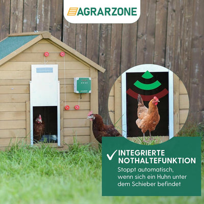 Agrarzone automatische Solar Hühnertür Hühnerklappe mit Schieber 30 x 40 cm | Türöffner Hühnerstall