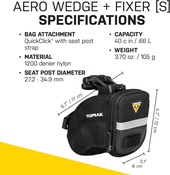 TOPEAK Satteltasche mit Fixer F25 Aero Wedge Pack 17x8x12 cm, 0.66 L Schwarz, 17x8x12 cm, 0.66 L Sch