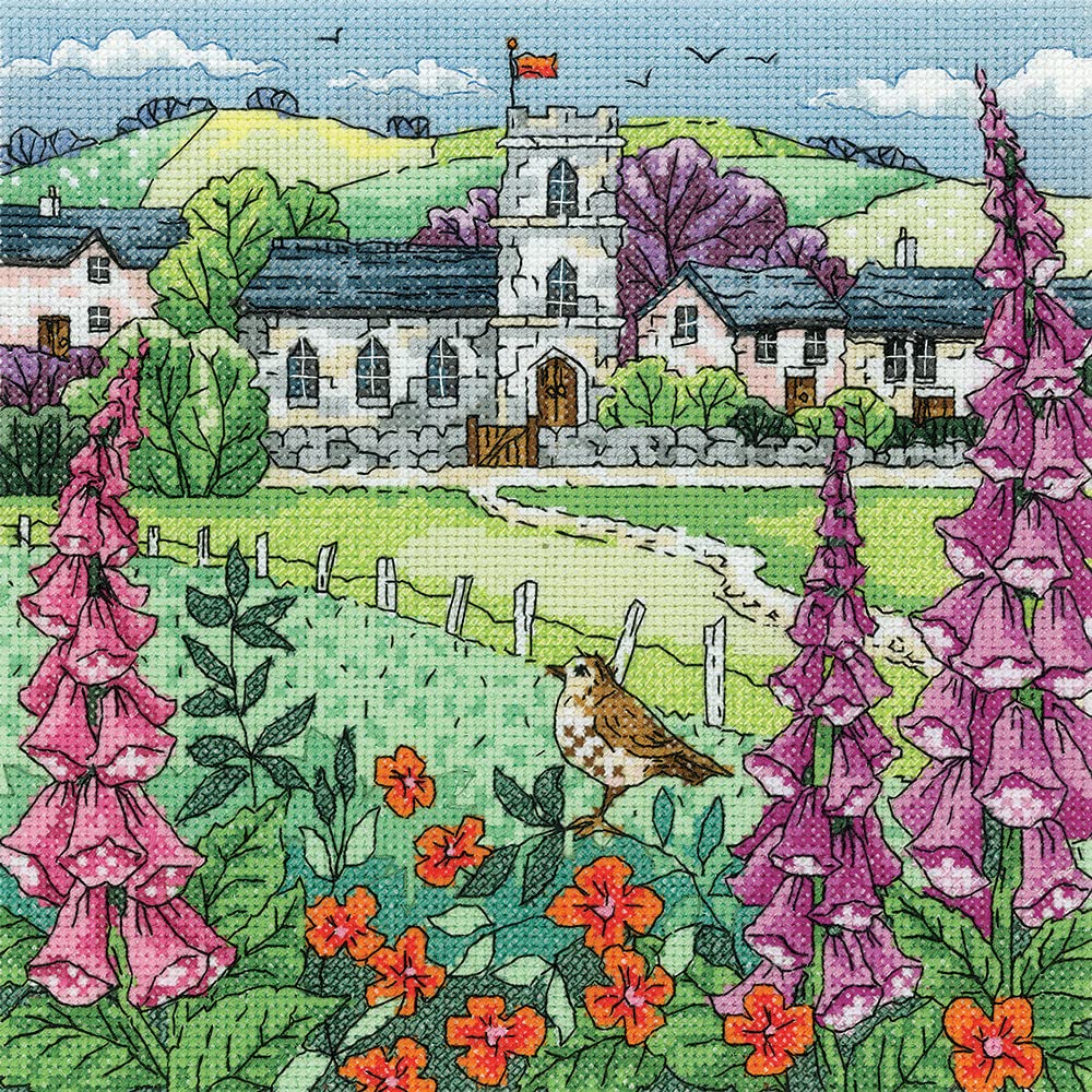 Kreuzstich Set mit Zählmuster "Dorfkirche"