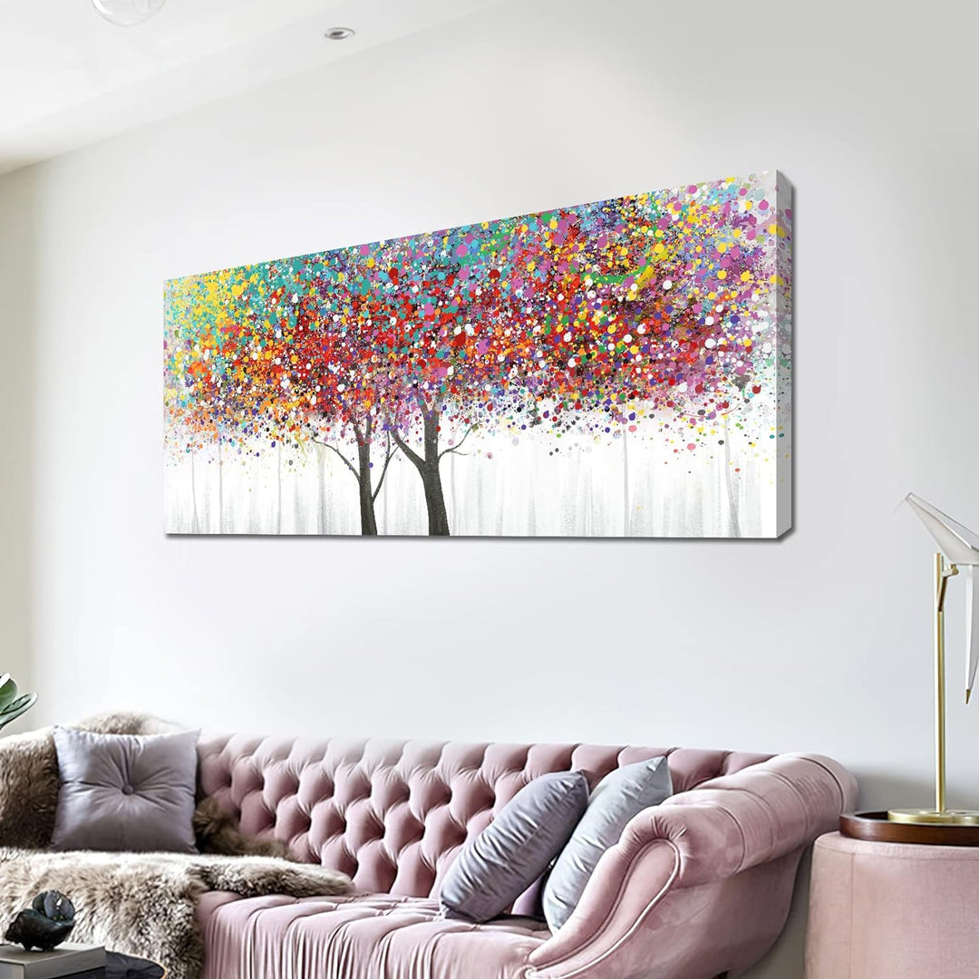 Bunter Baum des Lebens Mit Rahmen Leinwand Bilder Landschaft Leinwand Malerei Gemälde Poster Foto Bi