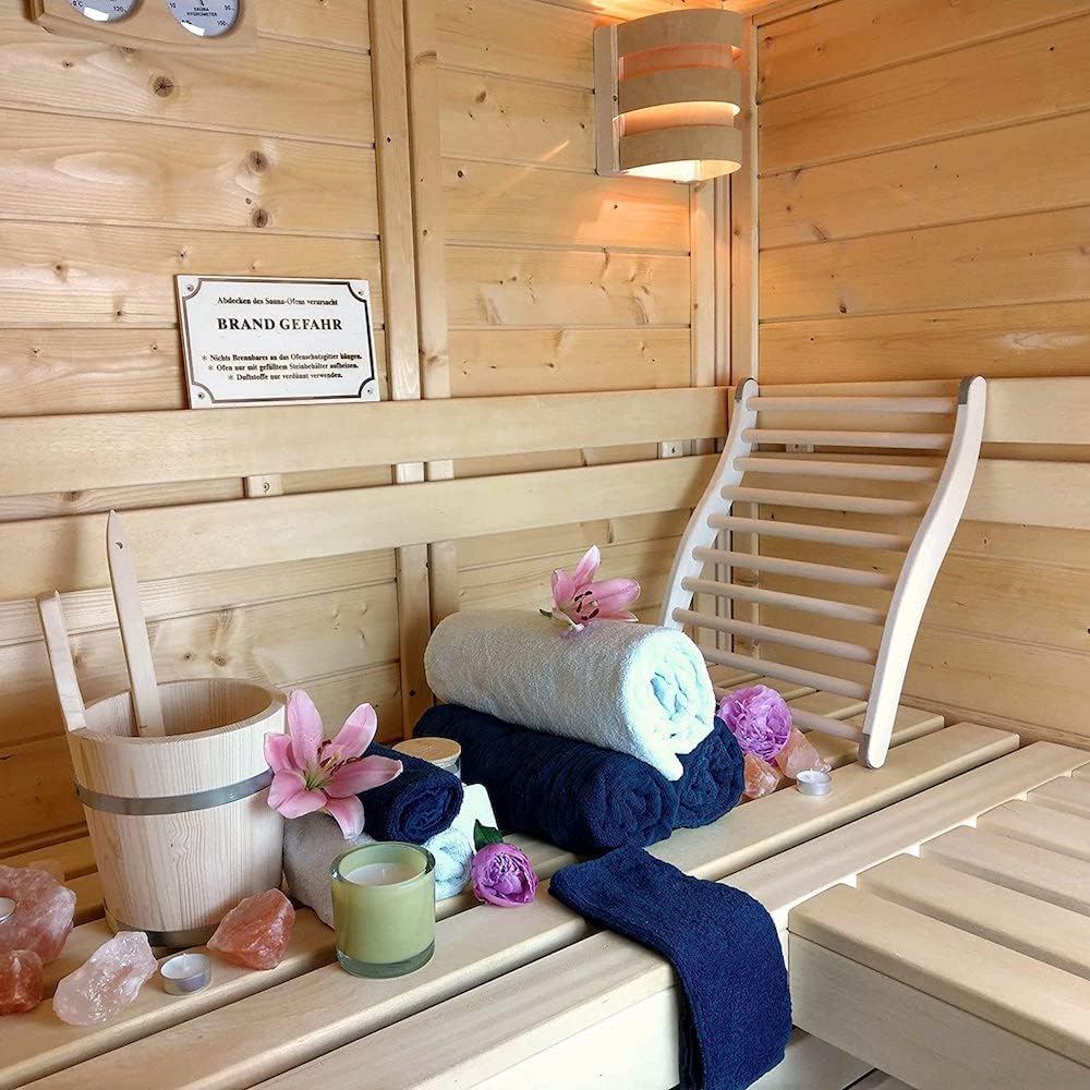 2X HOFMEISTER® Sauna Rückenlehne, 51 cm, Linden-Holz für hohe Temperaturen, ergonomisch geformt, rut