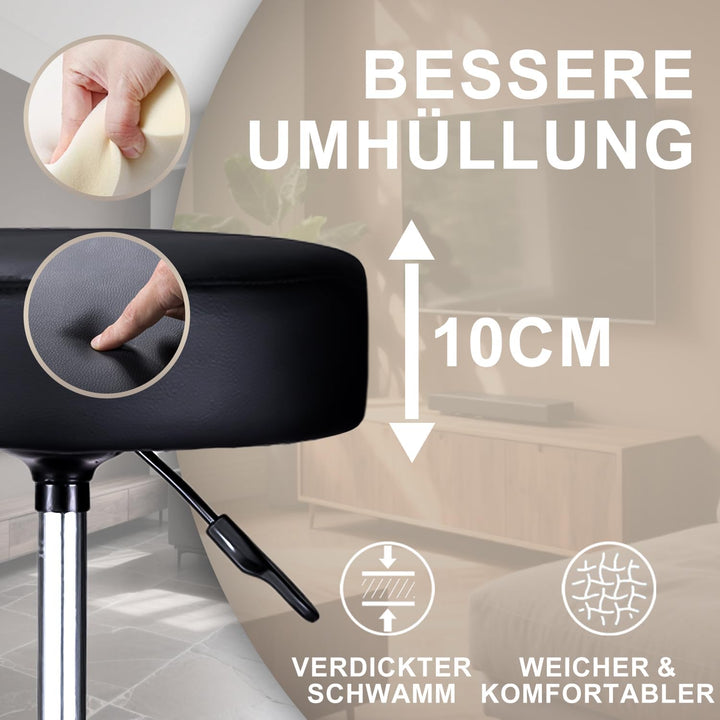 Zedelmaier Rollhocker höhenverstellbar, Bürohocker mit Gummirollen, 360° drehbar Hocker mit Rollen &amp;