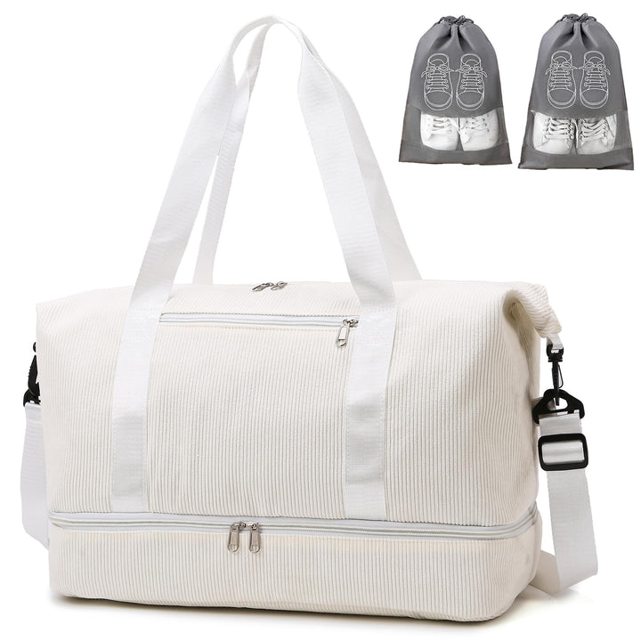 Sporttasche Reisetasche Damen, 35L Weekender Travel Duffle Bag mit 2 schuhbeuteln, Schuhfach & Nassf