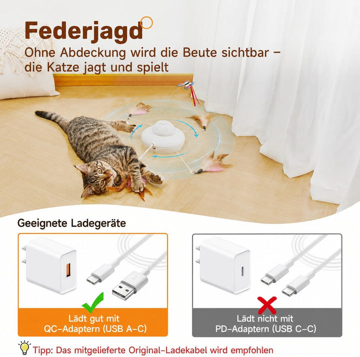 Potaroma Katzenspielzeug Selbstbeschäftigung, wiederaufladbar Elektrisch 3-in-1 Versteckspiel Kätzch