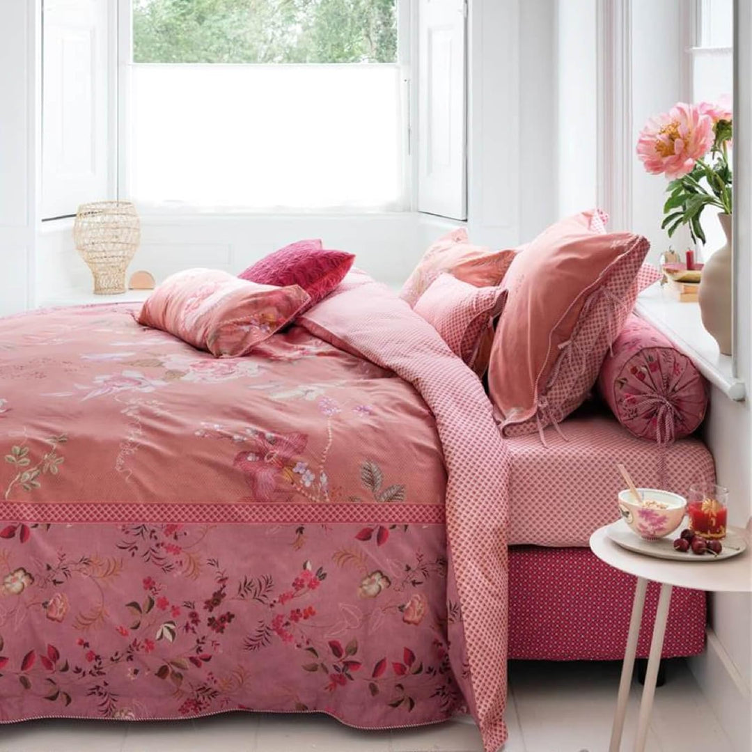 Pip Studio Perkal-Bettwäsche Tokyo Bouquet | rosa - 135 x 200 135x200 cm + 80x80 cm, 135x200 cm + 80