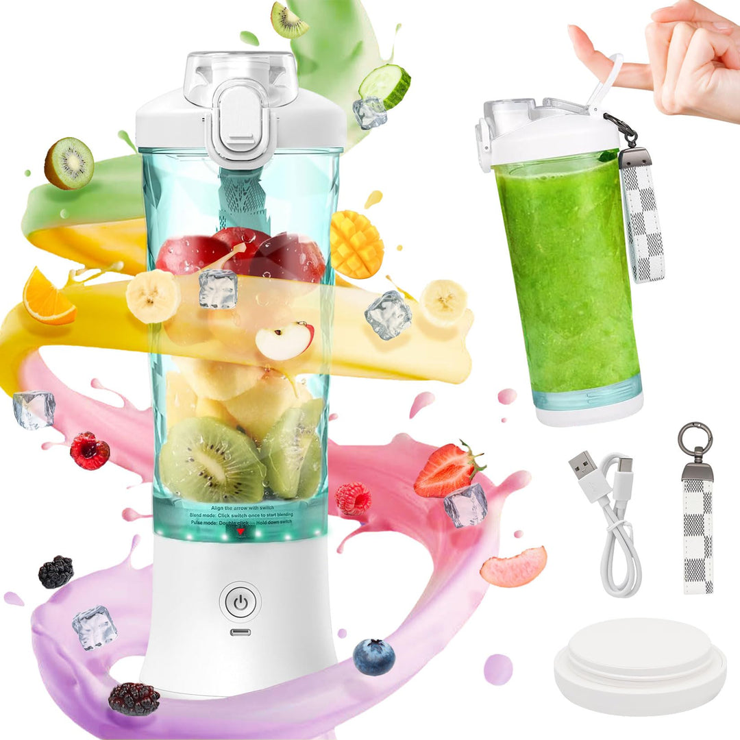 Idota Tragbarer Mixer 600ml Smoothie Maker to Go, Tragbarer Entsafter mit 6 Klinge und USB Wiederauf