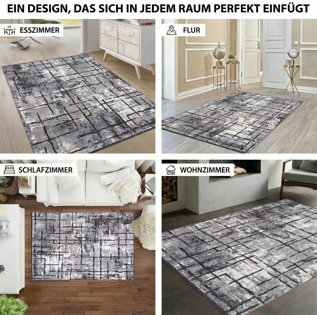 Jimri Kurzflor Wendeteppich - Flach gewebter Teppich für Schlafzimmer & Wohnzimmer, Eingang, Flur -