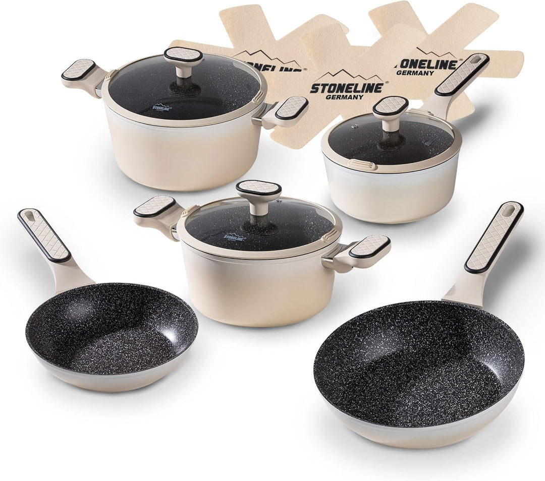 STONELINE Pfannen und Töpfe Set 11-teilig, Topfset mit Deckel, Kochtopf Pfanne Induktion, Für alle H