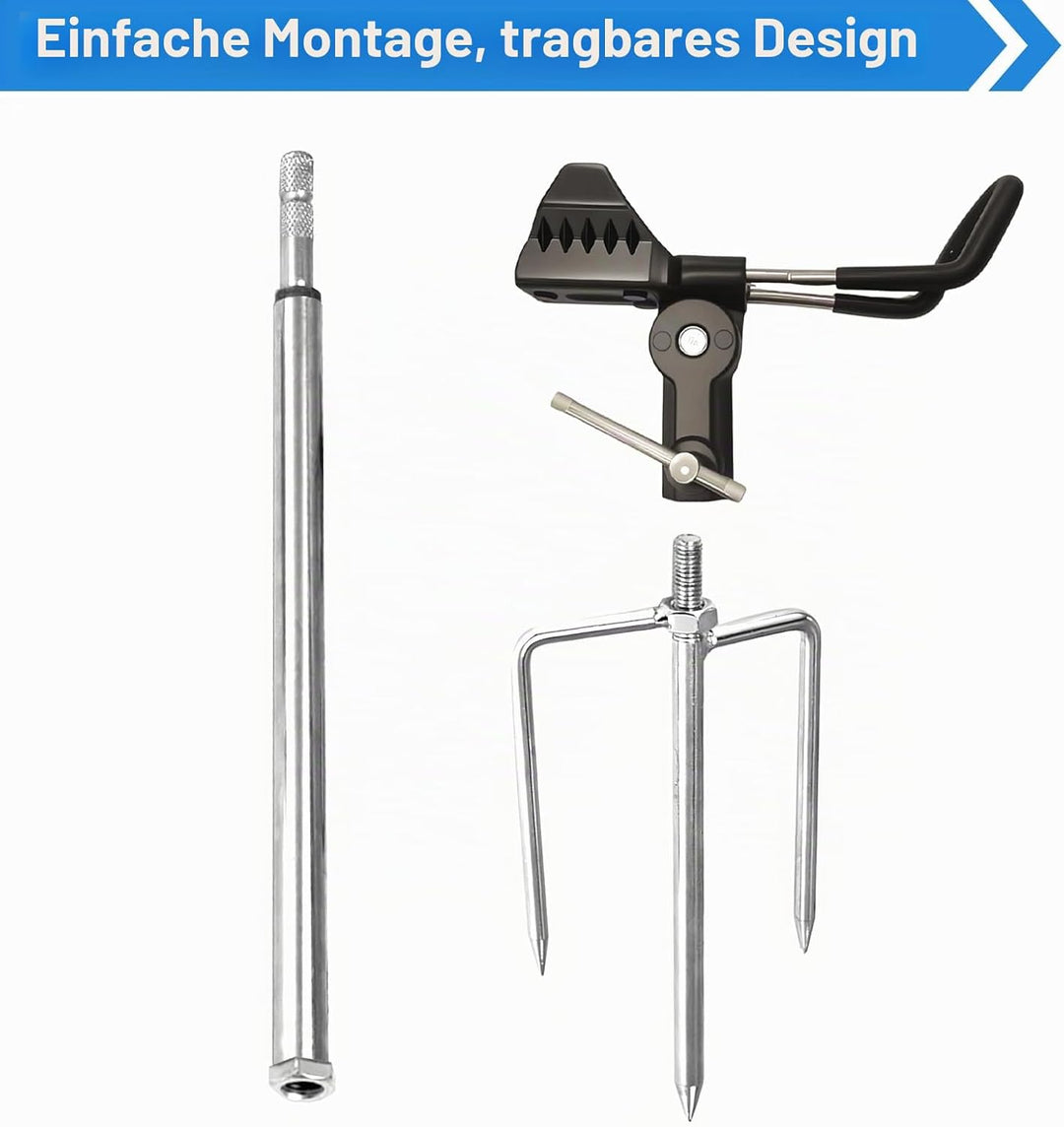 Rutenhalter, 2 Stück Angelrutenhalter Edelstahl, 360° Verstellbar, Tragbar Abnehmbar Universal Ruten