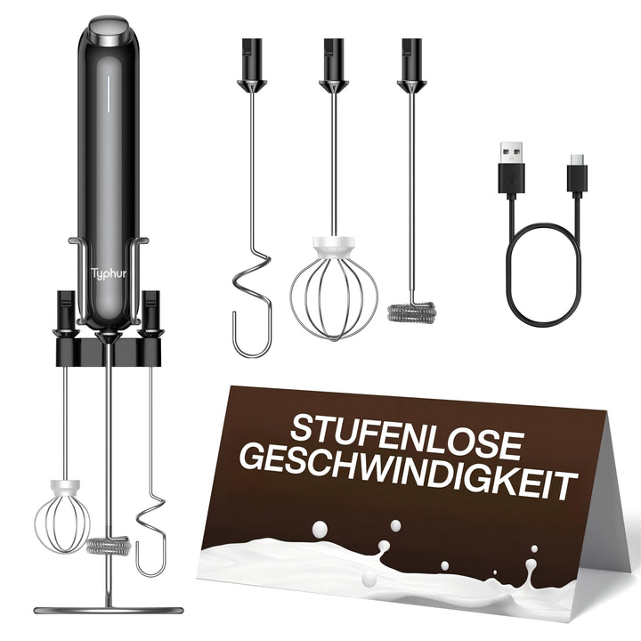 Typhur InstaWhisk Milchaufschäumer elektrisch, Milchschäumer Stab mit variabler Geschwindigkeit, USB