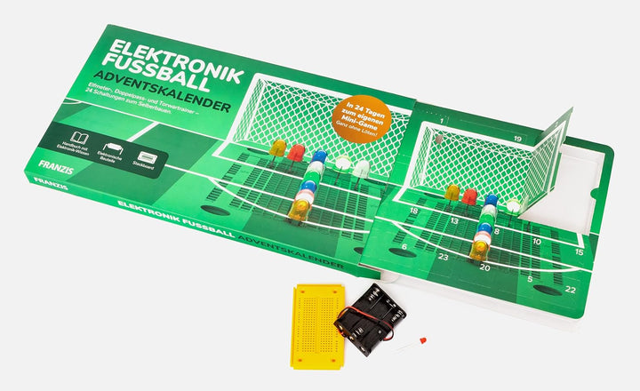 FRANZIS 67333 - Elektronik Fussball Adventskalender, 24 Schaltungen zum Selberbauen, inkl. allen Bau
