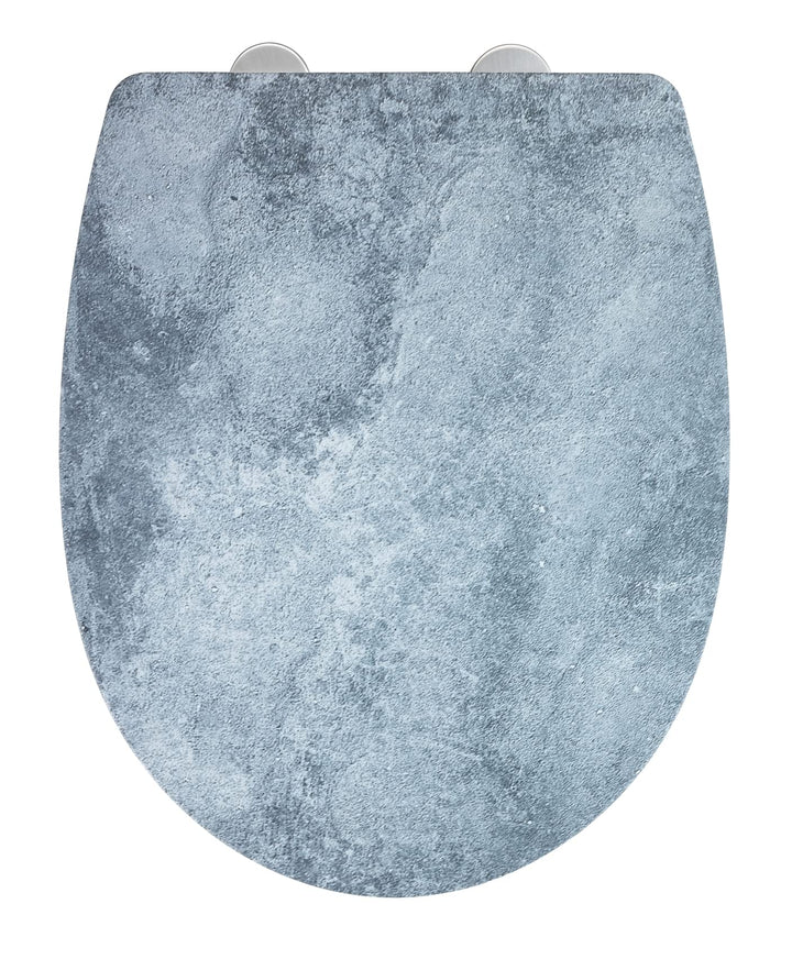 WENKO WC-Sitz Mod. Cement mit Relief, strukturierte Oberfläche in Betonoptik, Toilettendeckel mit Ab